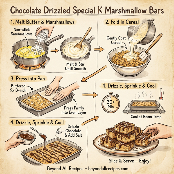 Chocolate Drizzled Special K Marshmallow Bars instructions