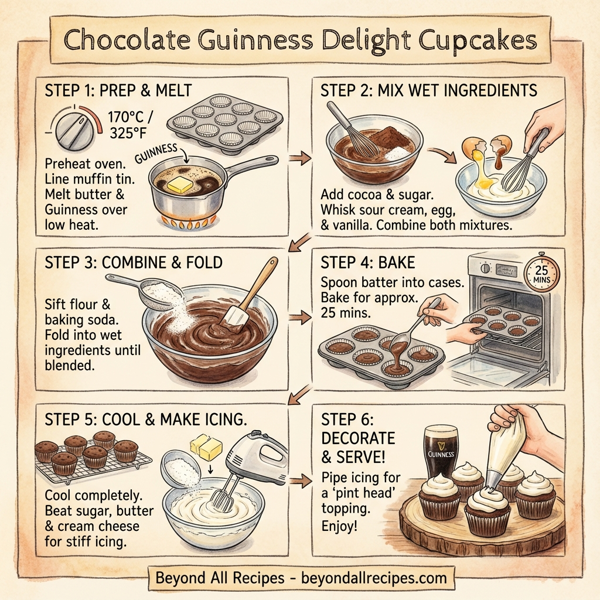 Chocolate Guinness Delight Cupcakes instructions