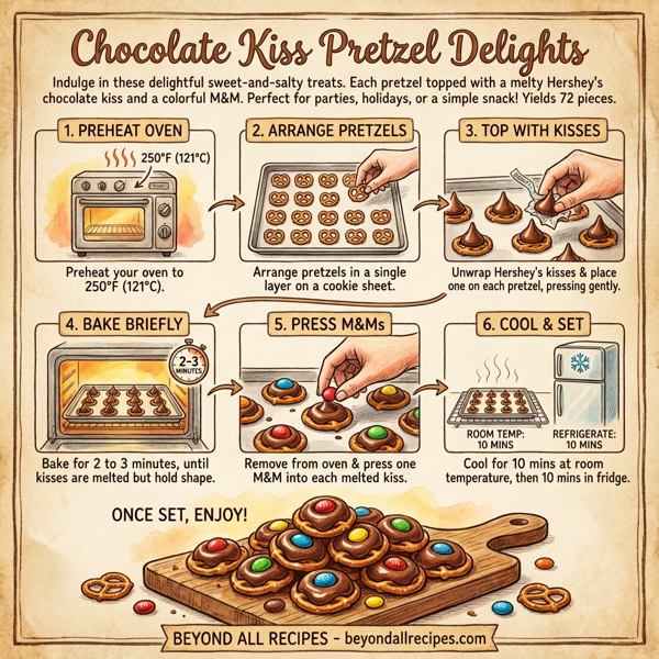 Chocolate Kiss Pretzel Delights instructions