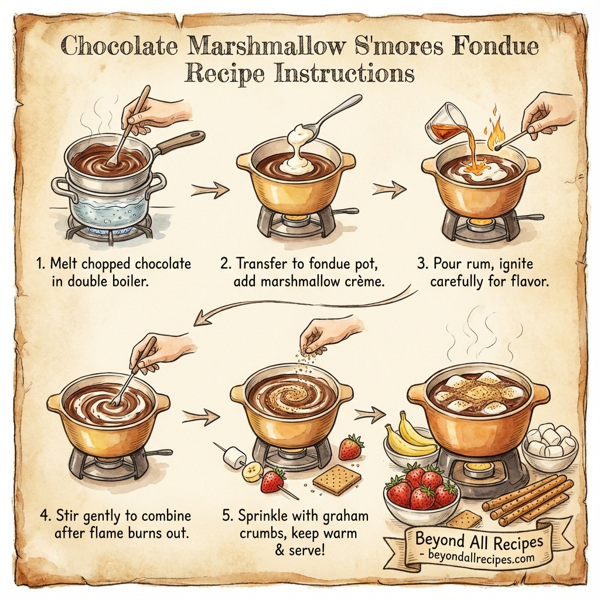 Chocolate Marshmallow S'mores Fondue instructions