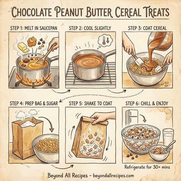 Chocolate Peanut Butter Cereal Treats instructions