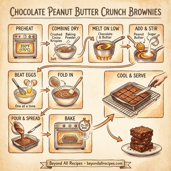 Chocolate Peanut Butter Crunch Brownies instructions