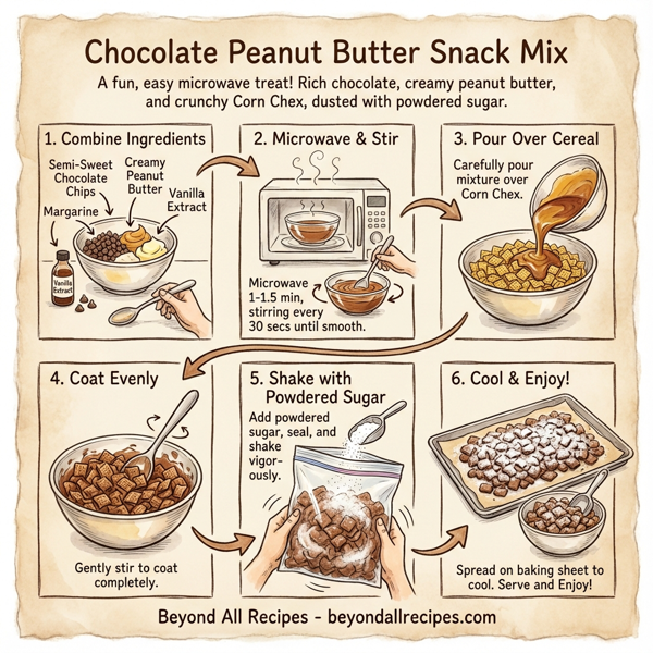 Chocolate Peanut Butter Snack Mix instructions