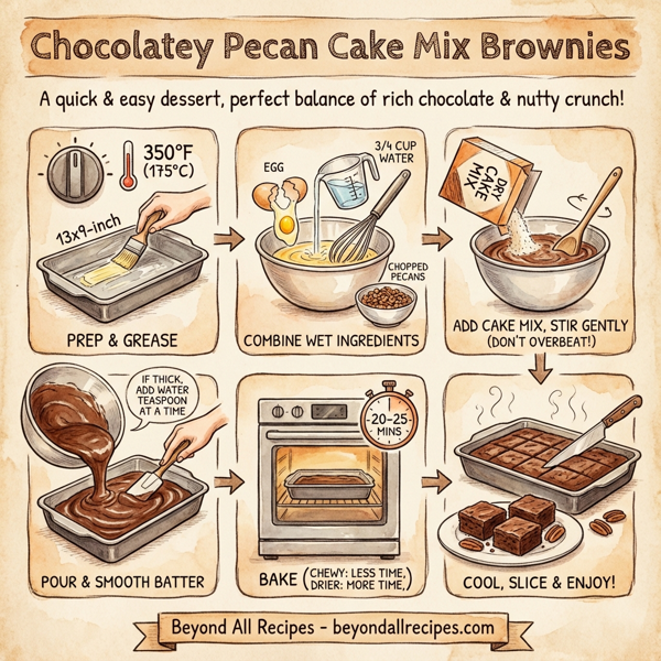 Chocolatey Pecan Cake Mix Brownies instructions