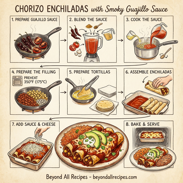 Chorizo Enchiladas with Smoky Guajillo Sauce instructions