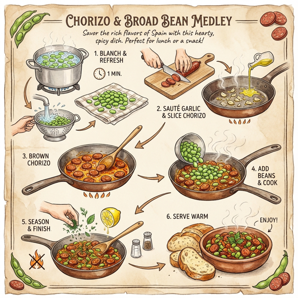Chorizo and Broad Bean Medley instructions