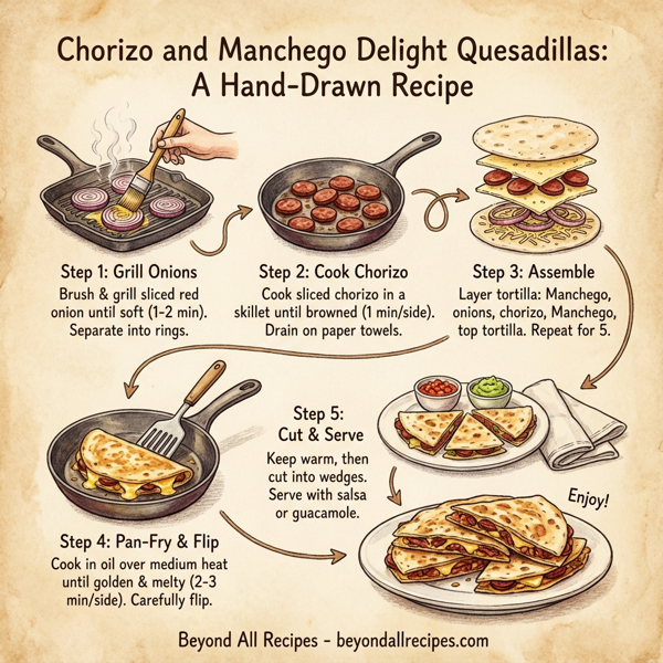 Chorizo and Manchego Delight Quesadillas instructions
