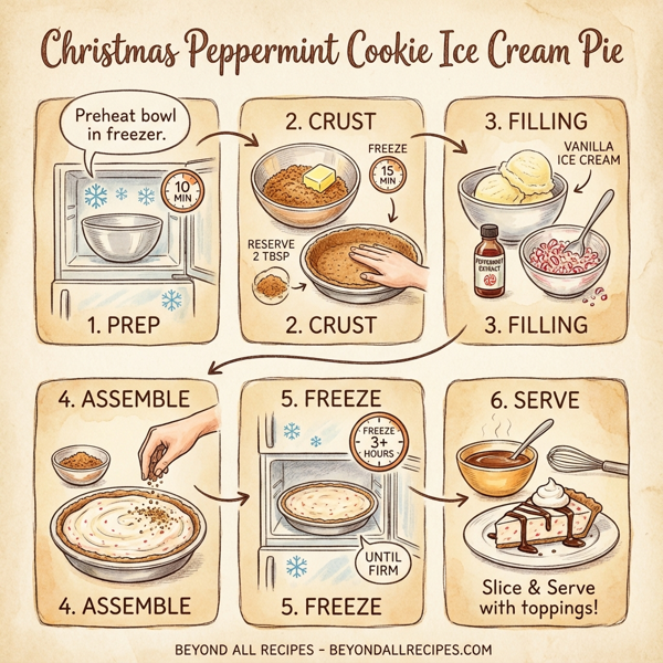 Christmas Peppermint Cookie Ice Cream Pie instructions