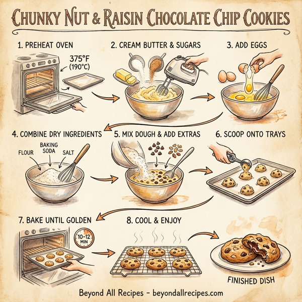 Chunky Nut & Raisin Chocolate Chip Cookies instructions