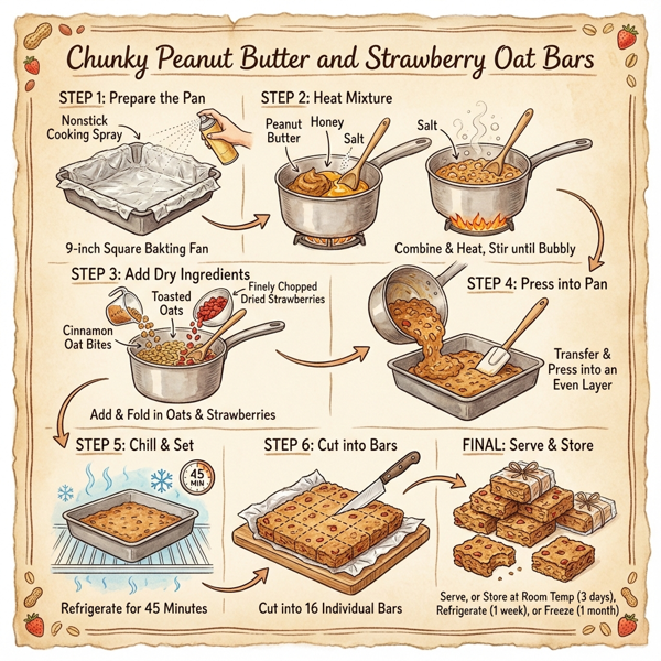 Chunky Peanut Butter and Strawberry Oat Bars instructions