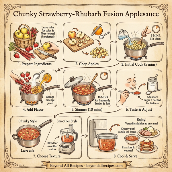 Chunky Strawberry-Rhubarb Fusion Applesauce instructions
