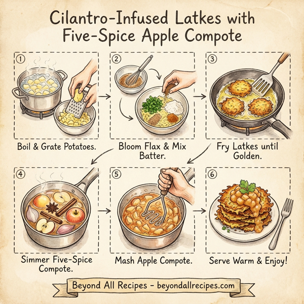 Cilantro-Infused Latkes with Five-Spice Apple Compote instructions