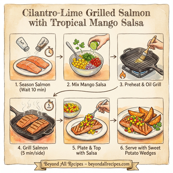 Cilantro-Lime Grilled Salmon with Tropical Mango Salsa instructions