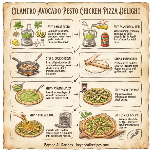Cilantro Avocado Pesto Chicken Pizza Delight instructions
