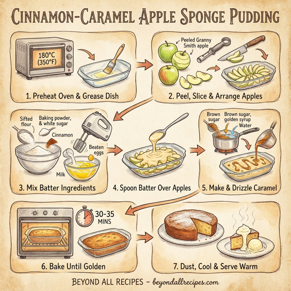 Cinnamon-Caramel Apple Sponge Pudding instructions