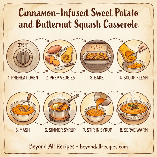 Cinnamon-Infused Sweet Potato and Butternut Squash Casserole instructions