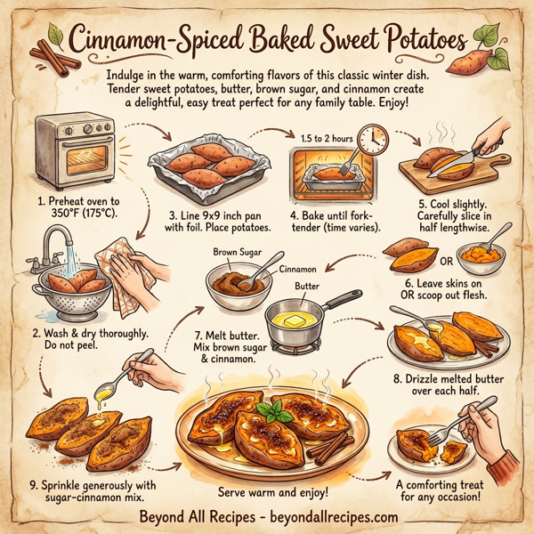 Cinnamon-Spiced Baked Sweet Potatoes instructions
