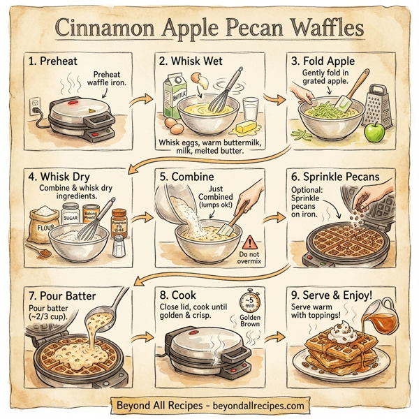 Cinnamon Apple Pecan Waffles instructions