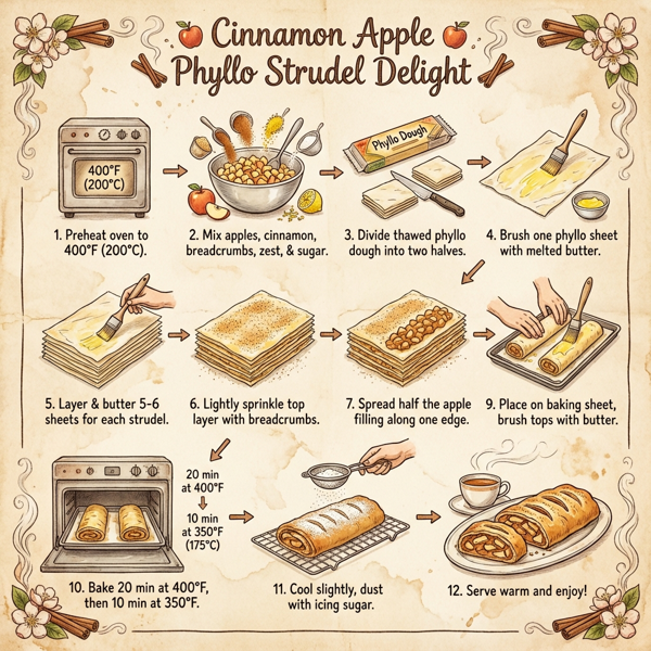 Cinnamon Apple Phyllo Strudel Delight instructions