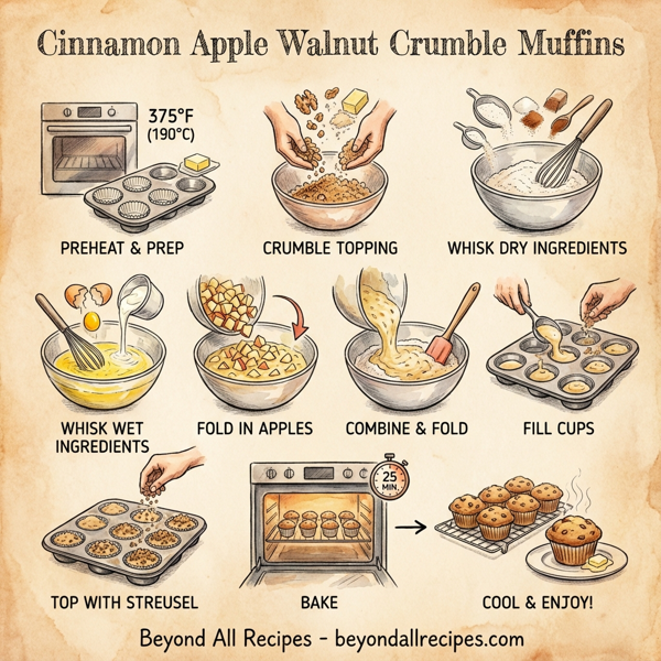 Cinnamon Apple Walnut Crumble Muffins instructions