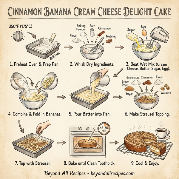 Cinnamon Banana Cream Cheese Delight Cake instructions