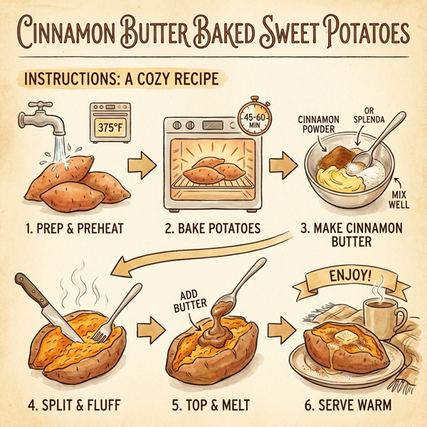 Cinnamon Butter Baked Sweet Potatoes instructions