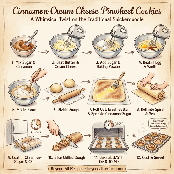 Cinnamon Cream Cheese Pinwheel Cookies instructions