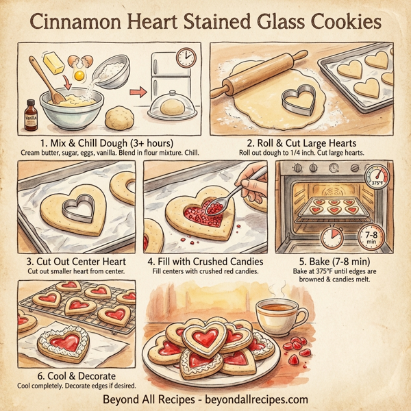 Cinnamon Heart Stained Glass Cookies instructions