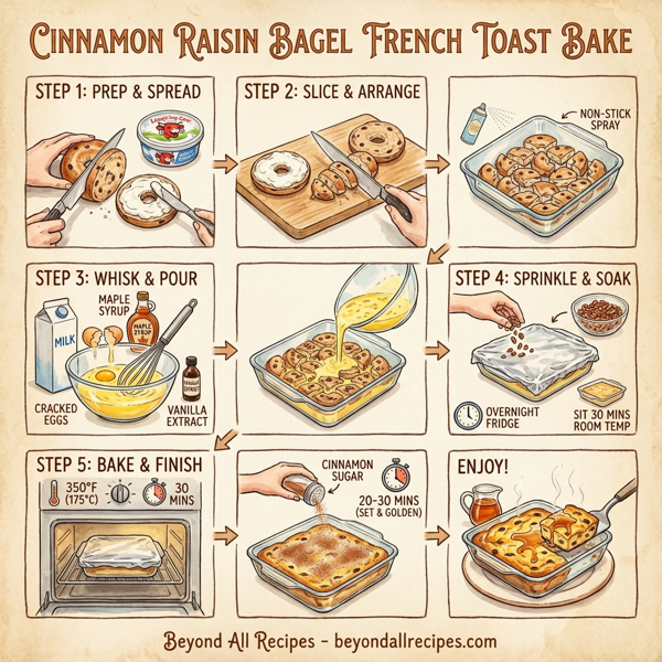 Cinnamon Raisin Bagel French Toast Bake instructions