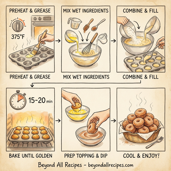 Cinnamon Sugar Mini Donut Muffins instructions