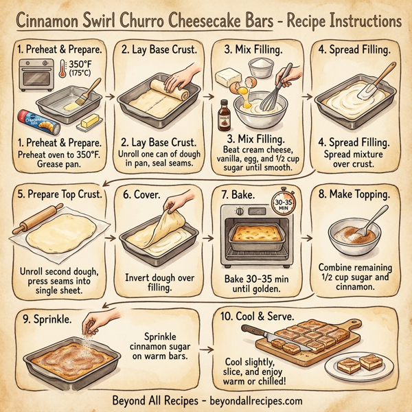 Cinnamon Swirl Churro Cheesecake Bars instructions