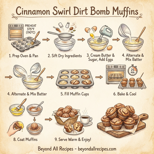 Cinnamon Swirl Dirt Bomb Muffins instructions