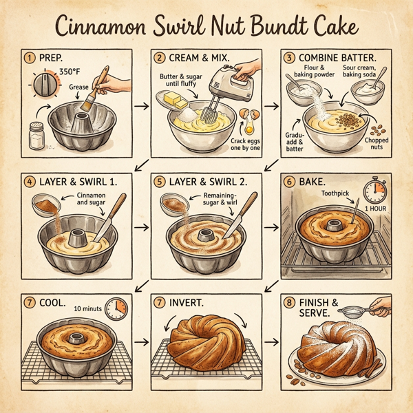 Cinnamon Swirl Nut Bundt Cake instructions