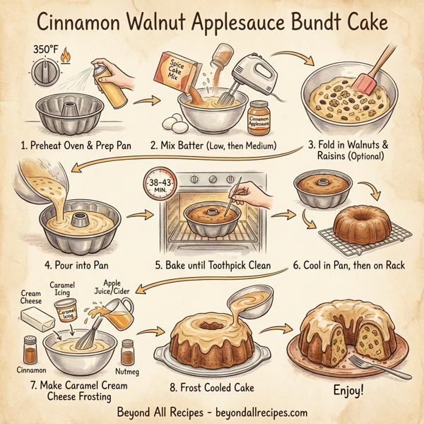 Cinnamon Walnut Applesauce Bundt Cake instructions
