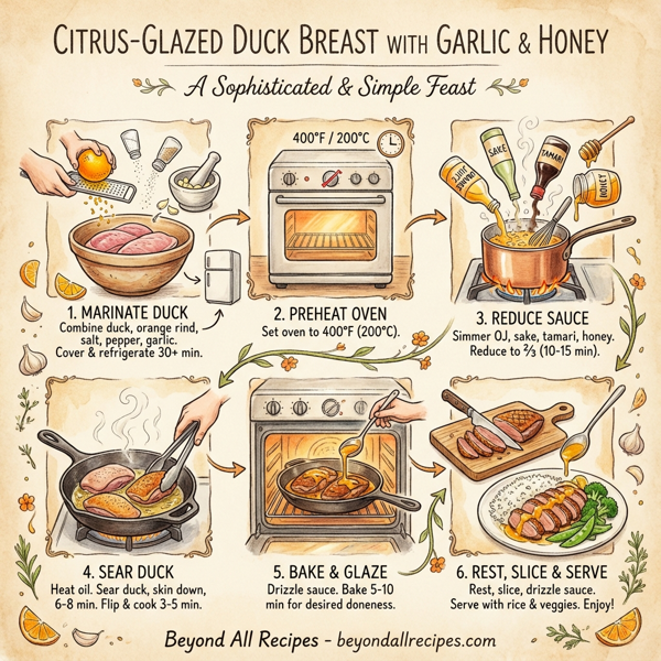 Citrus-Glazed Duck Breast with Garlic & Honey instructions