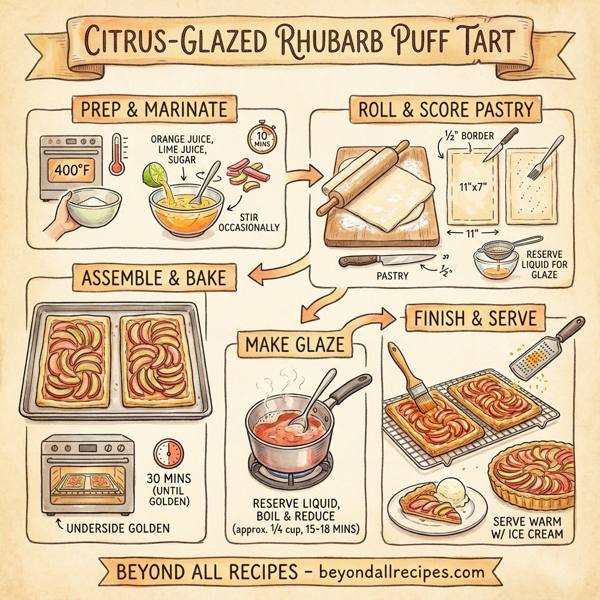 Citrus-Glazed Rhubarb Puff Tart instructions