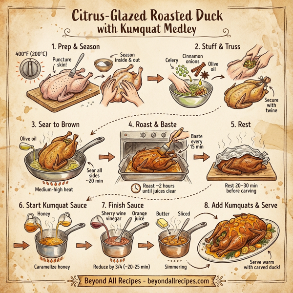 Citrus-Glazed Roasted Duck with Kumquat Medley instructions