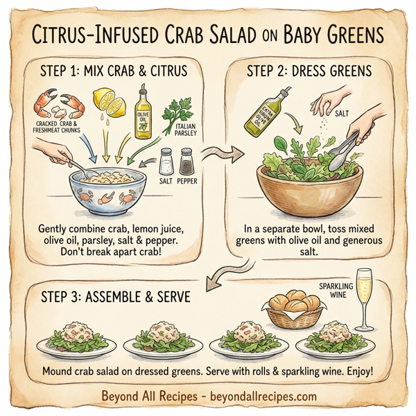 Citrus-Infused Crab Salad on a Bed of Baby Greens instructions
