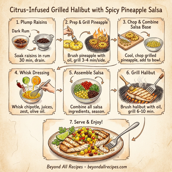 Citrus-Infused Grilled Halibut with Spicy Pineapple Salsa instructions