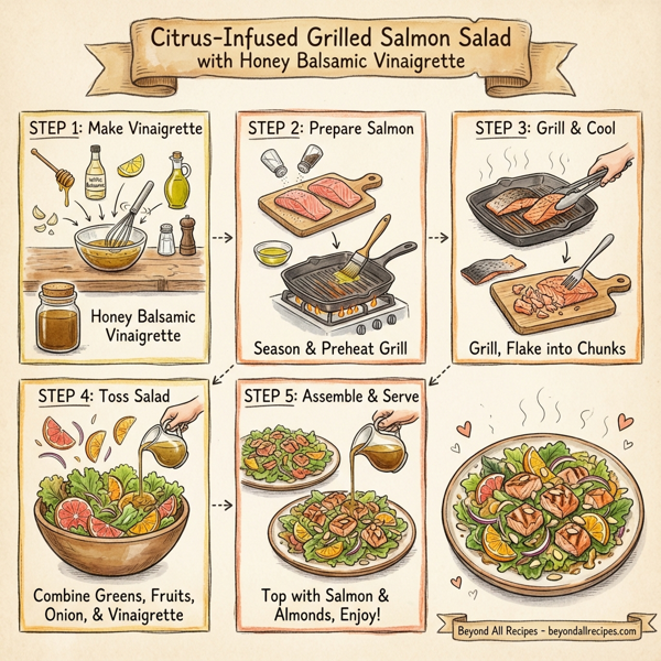 Citrus-Infused Grilled Salmon Salad with Honey Balsamic Vinaigrette instructions