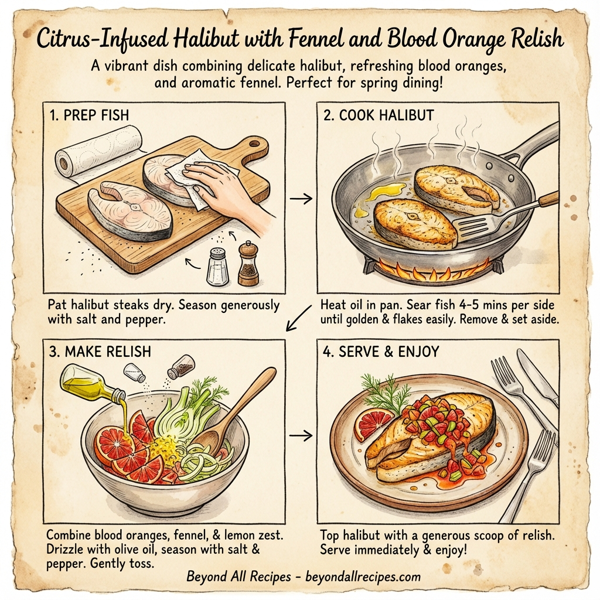 Citrus-Infused Halibut with Fennel and Blood Orange Relish instructions