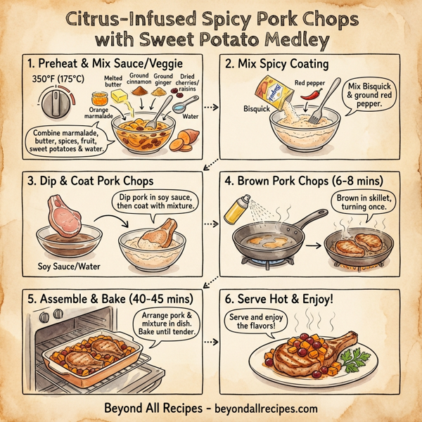 Citrus-Infused Spicy Pork Chops with Sweet Potato Medley instructions