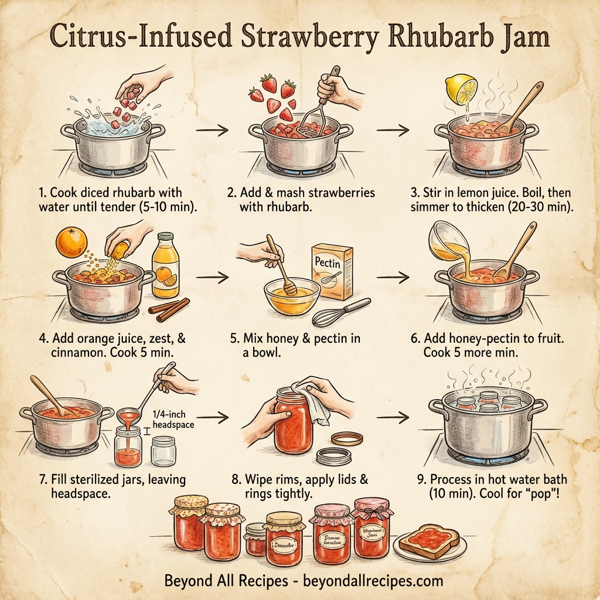 Citrus-Infused Strawberry Rhubarb Jam instructions