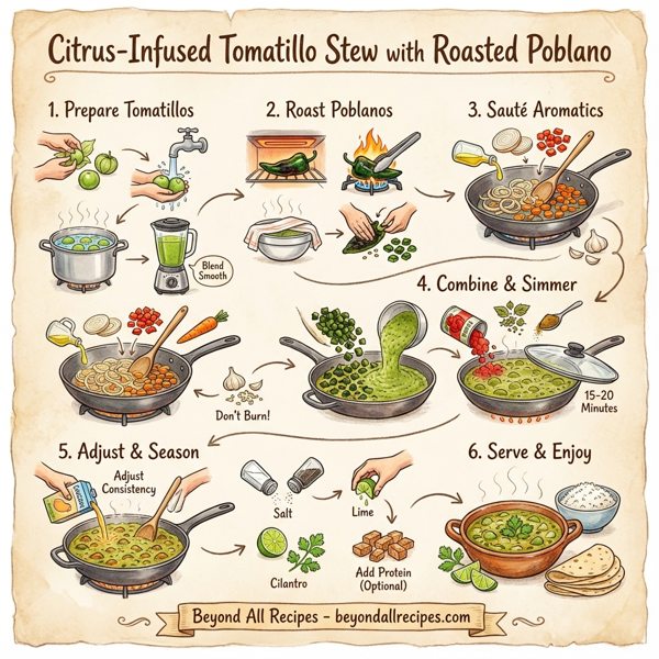 Citrus-Infused Tomatillo Stew with Roasted Poblano instructions