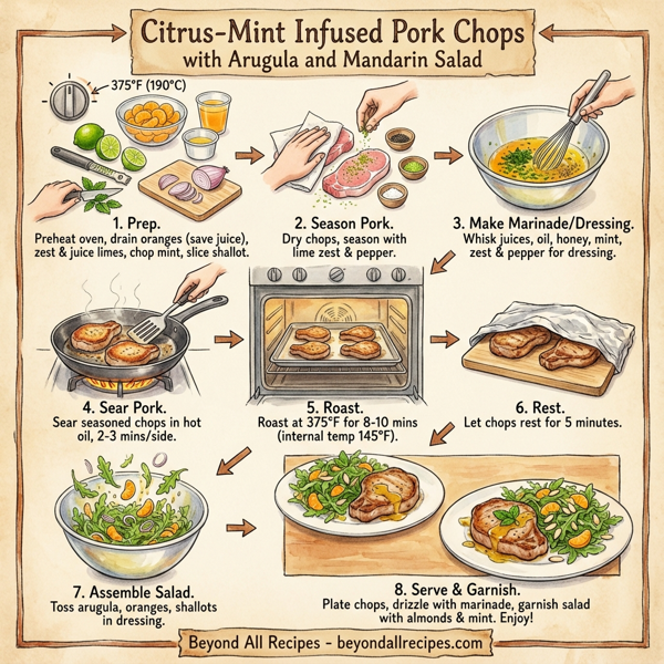 Citrus-Mint Infused Pork Chops with Arugula and Mandarin Salad instructions
