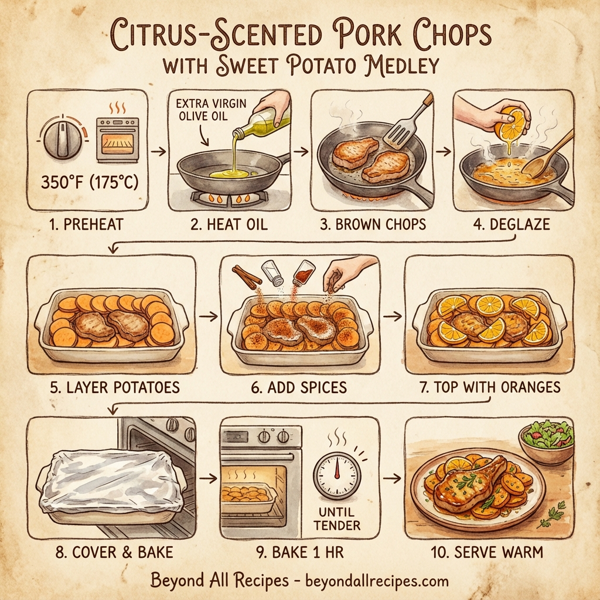 Citrus-Scented Pork Chops with Sweet Potato Medley instructions