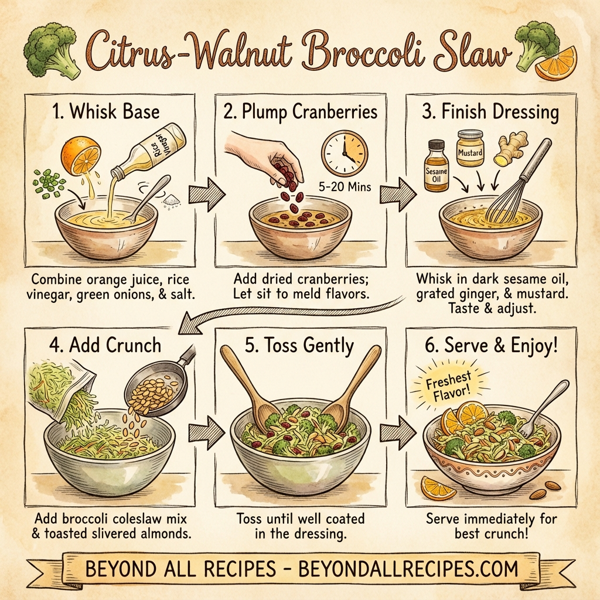 Citrus-Walnut Broccoli Slaw instructions