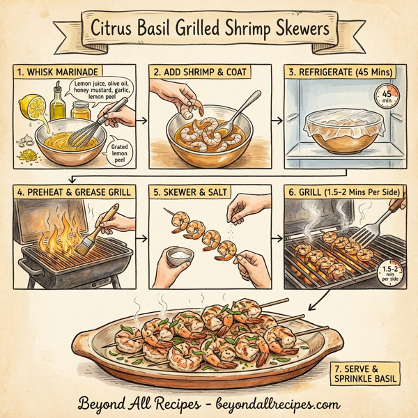 Citrus Basil Grilled Shrimp Skewers instructions
