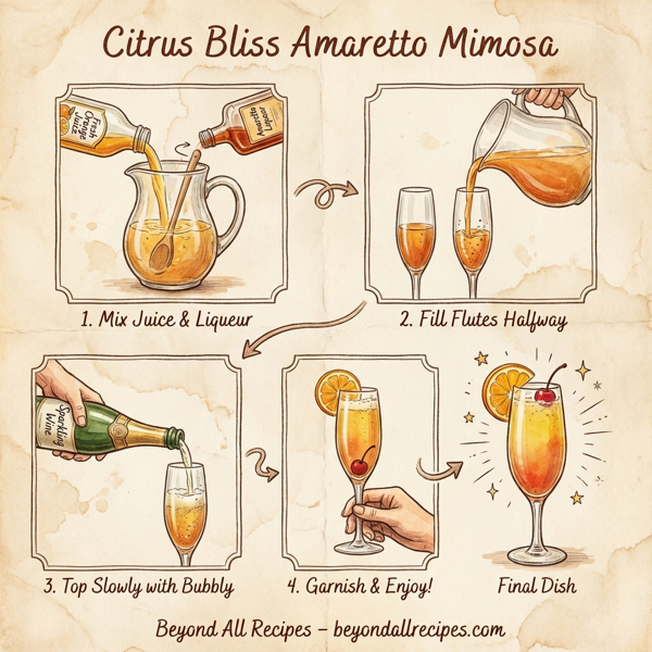 Citrus Bliss Amaretto Mimosa instructions