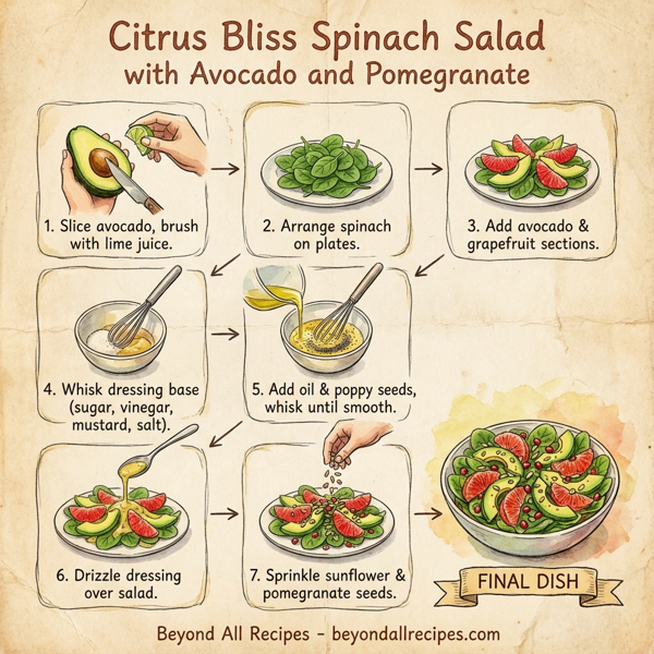Citrus Bliss Spinach Salad with Avocado and Pomegranate instructions